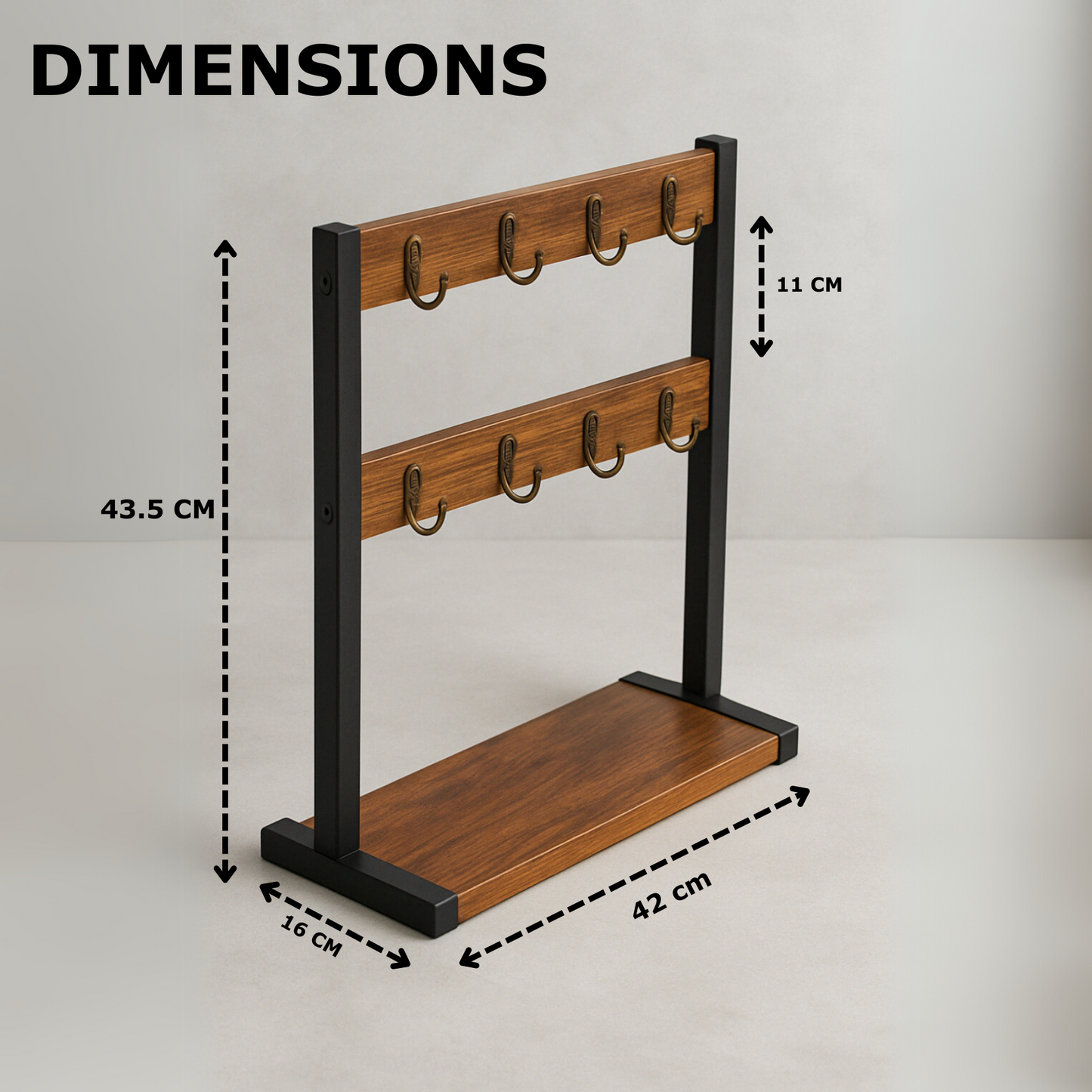 Industrial Wooden Mug Holder Stand For Countertop
