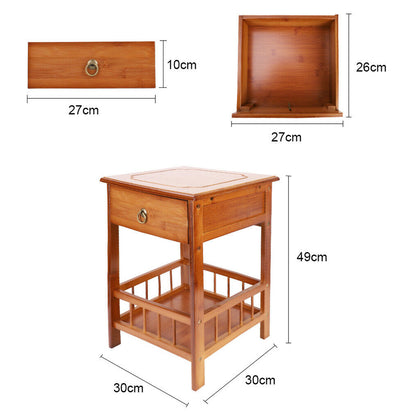 2 Tier Wooden Side Table With Drawer