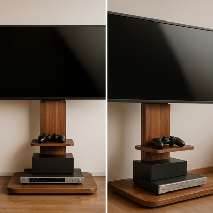 2 Tier Adjustable TV Floor Stand With 2 Shelves
