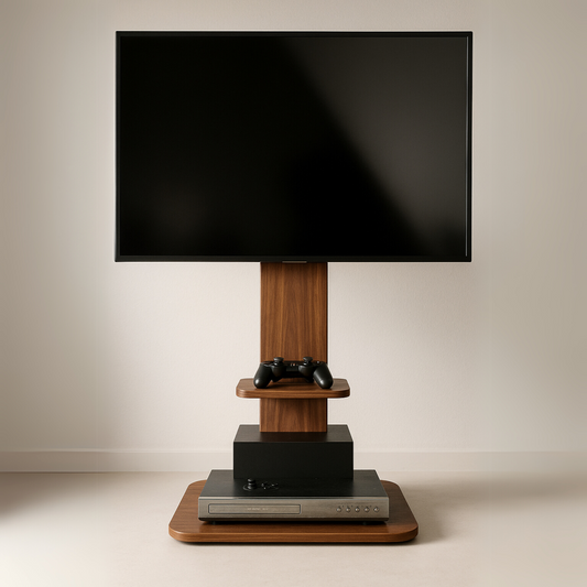 2 Tier Adjustable TV Floor Stand With 2 Shelves