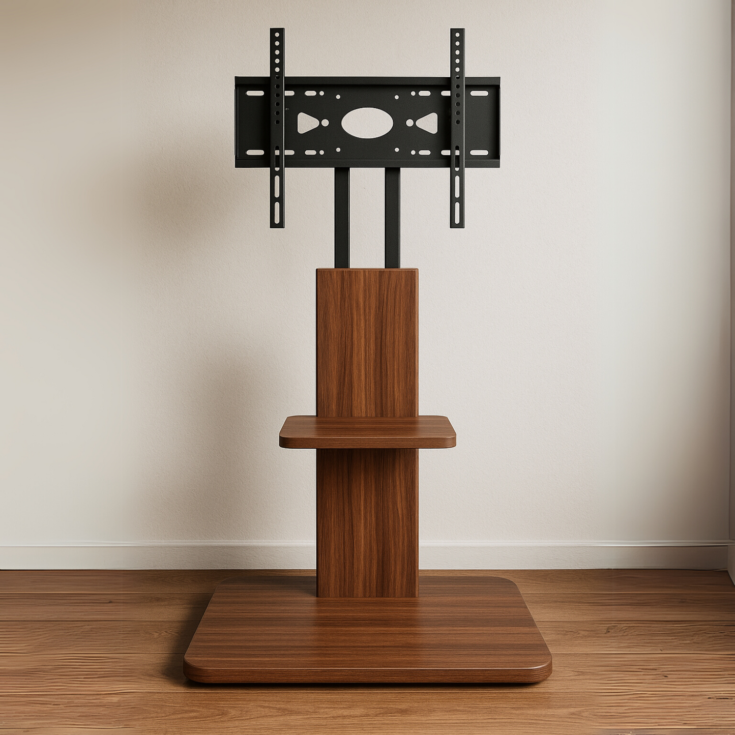 2 Tier Adjustable TV Floor Stand With 2 Shelves