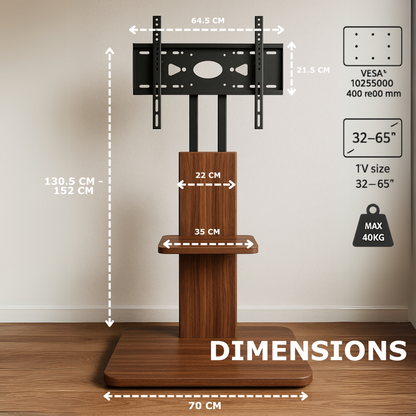 2 Tier Adjustable TV Floor Stand With 2 Shelves