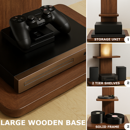 2 Tier Adjustable TV Floor Stand With 2 Shelves