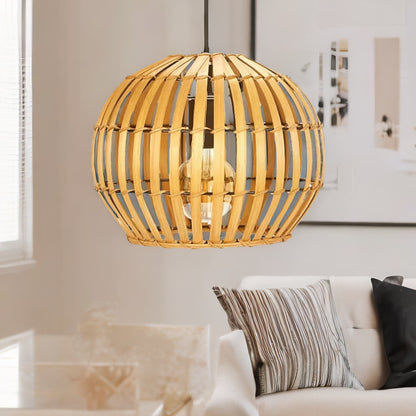 Bambo Wicker Scandi Ceiling Light Pendant Shade Natural Brown