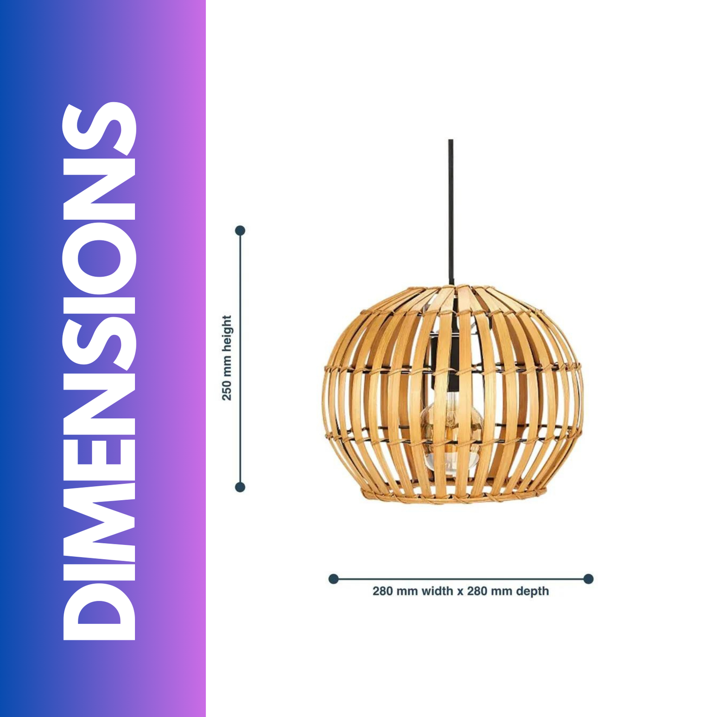 Bambo Wicker Scandi Ceiling Light Pendant Shade Natural Brown