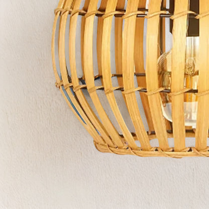 Bambo Wicker Scandi Ceiling Light Pendant Shade Natural Brown
