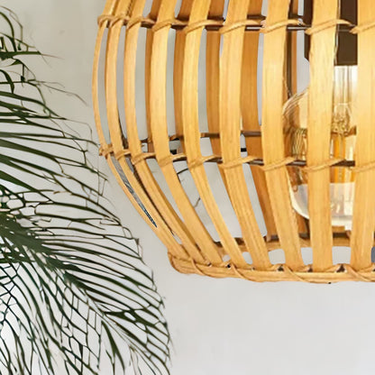 Bambo Wicker Scandi Ceiling Light Pendant Shade Natural Brown