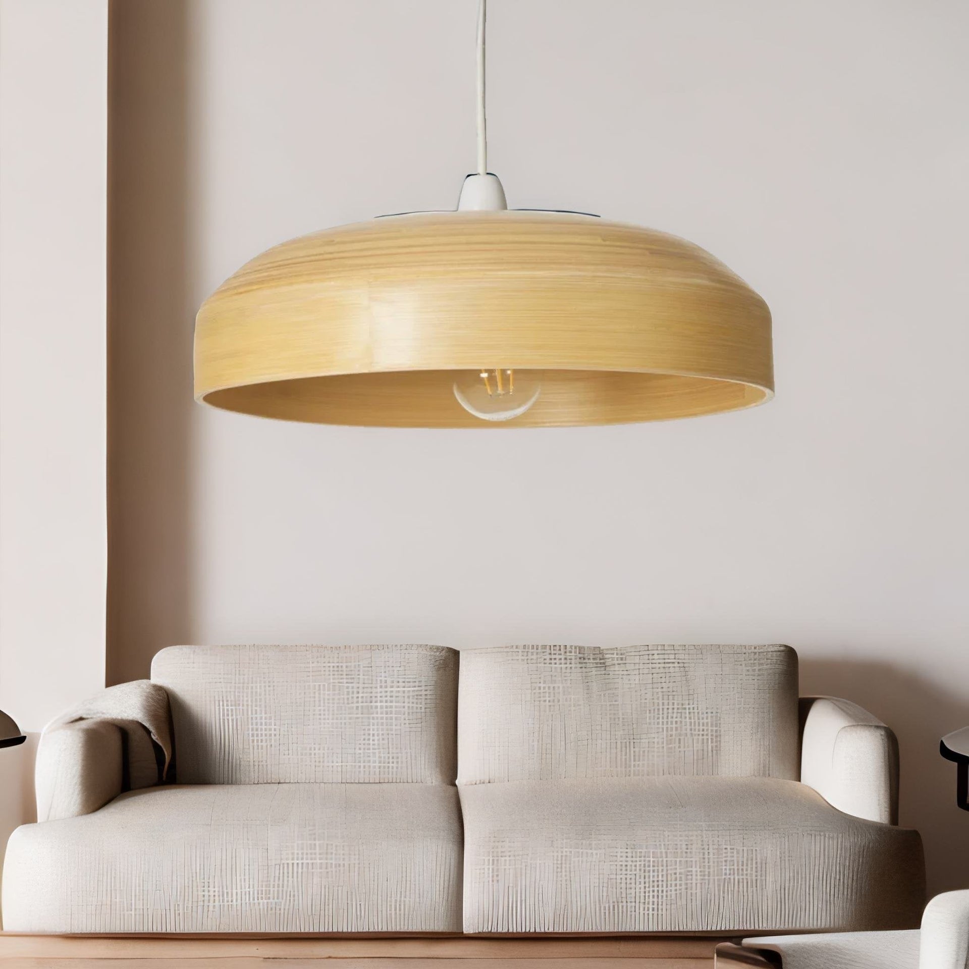 Wooden Dome Ceiling Light Pendant Shade Natural Brown