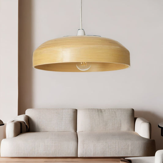 Wooden Dome Ceiling Light Pendant Shade Natural Brown
