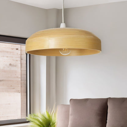 Wooden Dome Ceiling Light Pendant Shade Natural Brown
