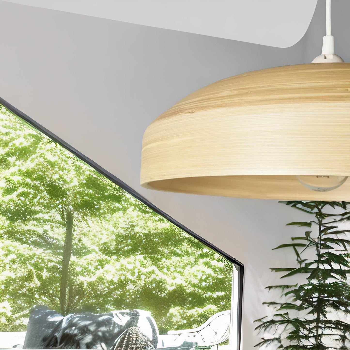 Wooden Dome Ceiling Light Pendant Shade Natural Brown