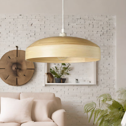 Wooden Dome Ceiling Light Pendant Shade Natural Brown