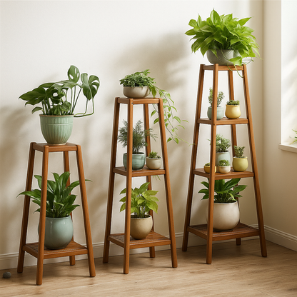 Bamboo 4 Tier Indoor Outdoor Plant Stand