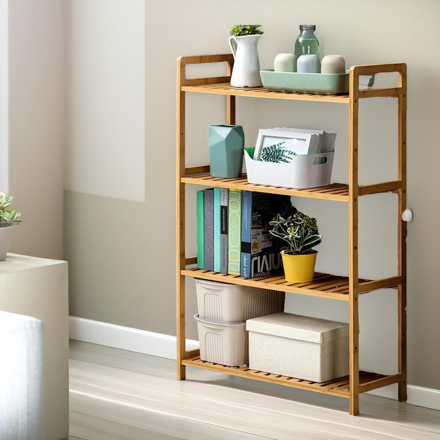 4 Tier Wooden Shelving Rack