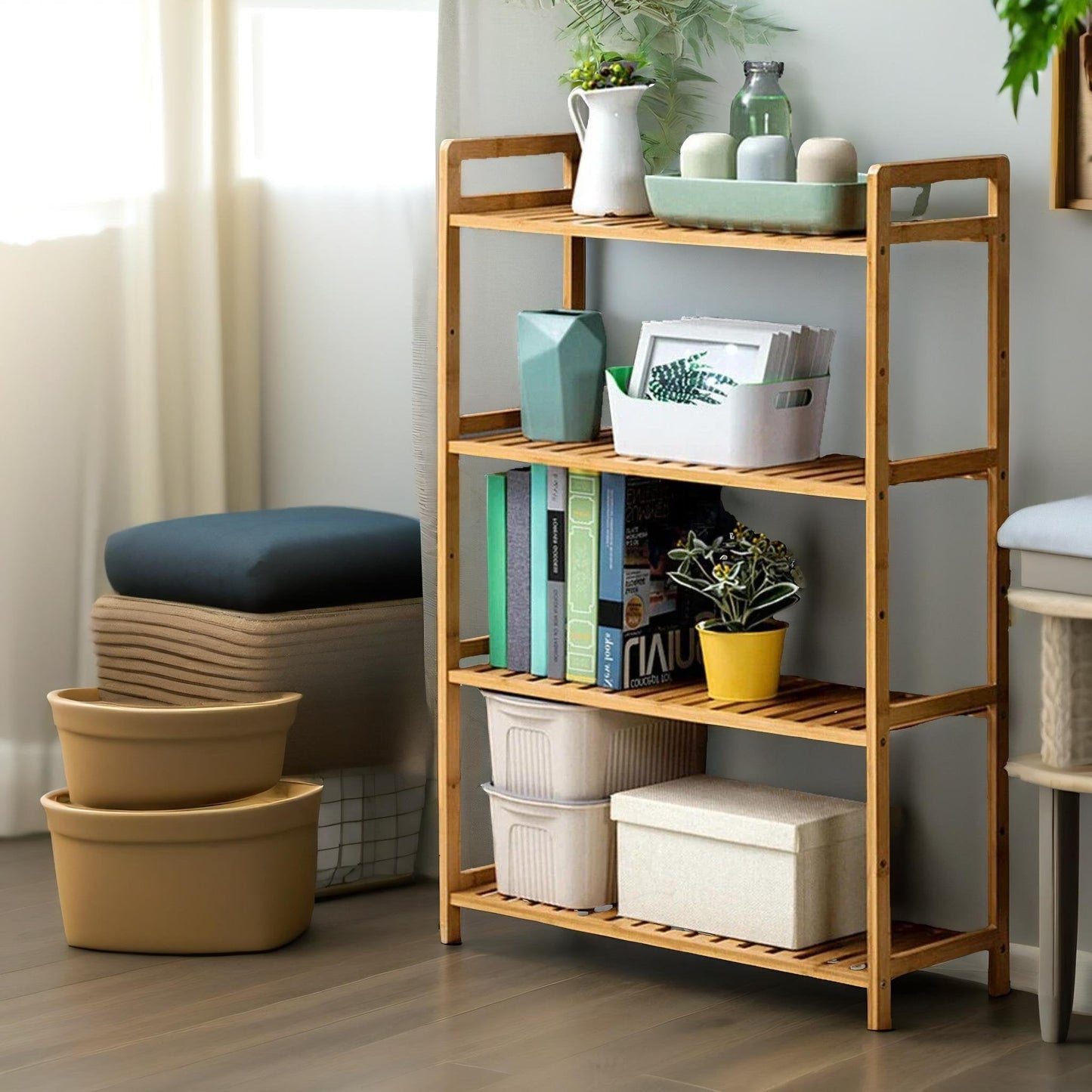 4 Tier Wooden Shelving Rack