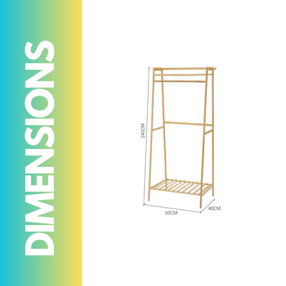 Tall Wooden Clothing Rail With Shelves Brown