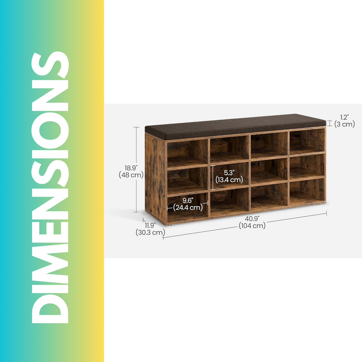 Wide Shoe Storage Bench With Cushioned Seat And Drawer Natural Brown