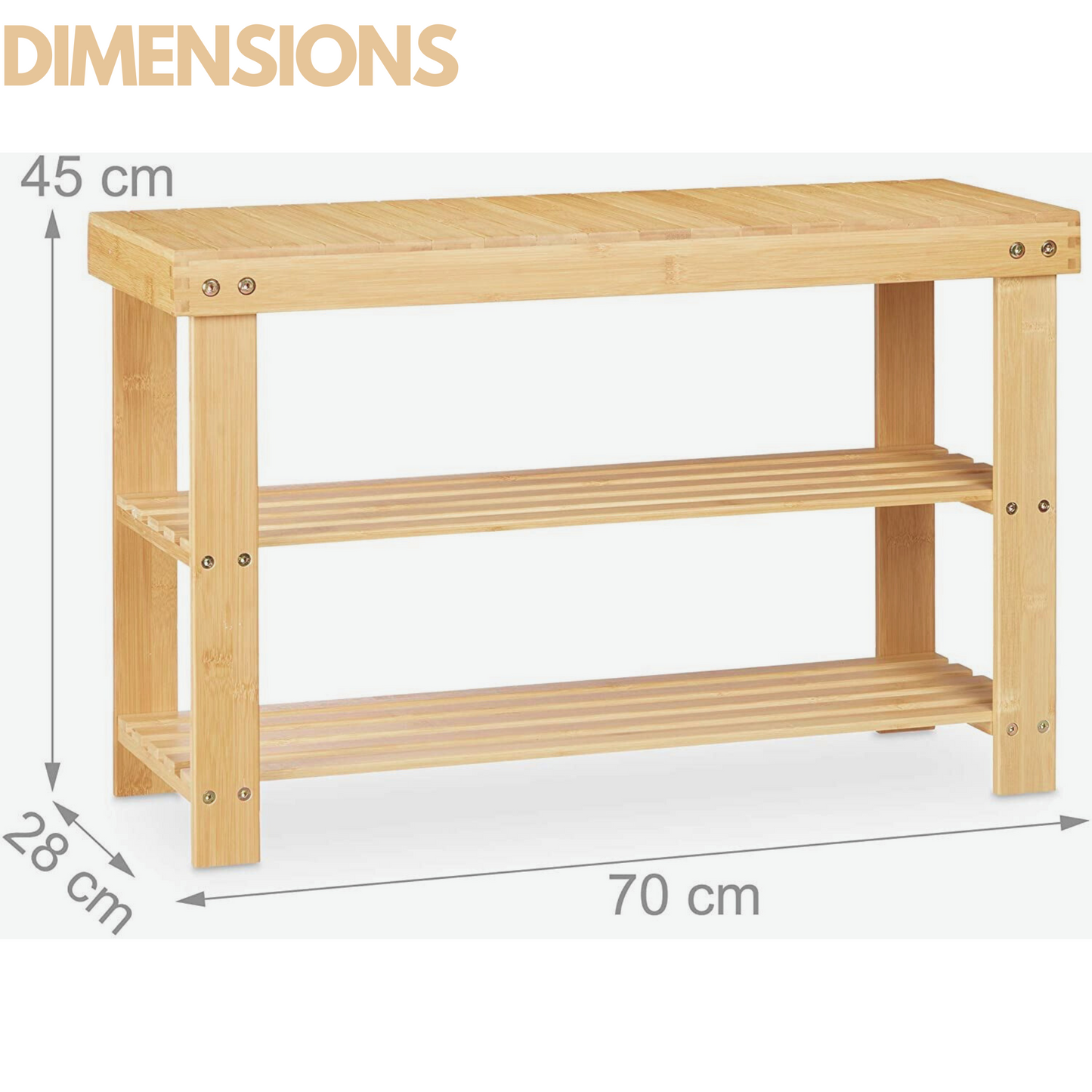 Wooden 2 Tier Shoe Storage Bench