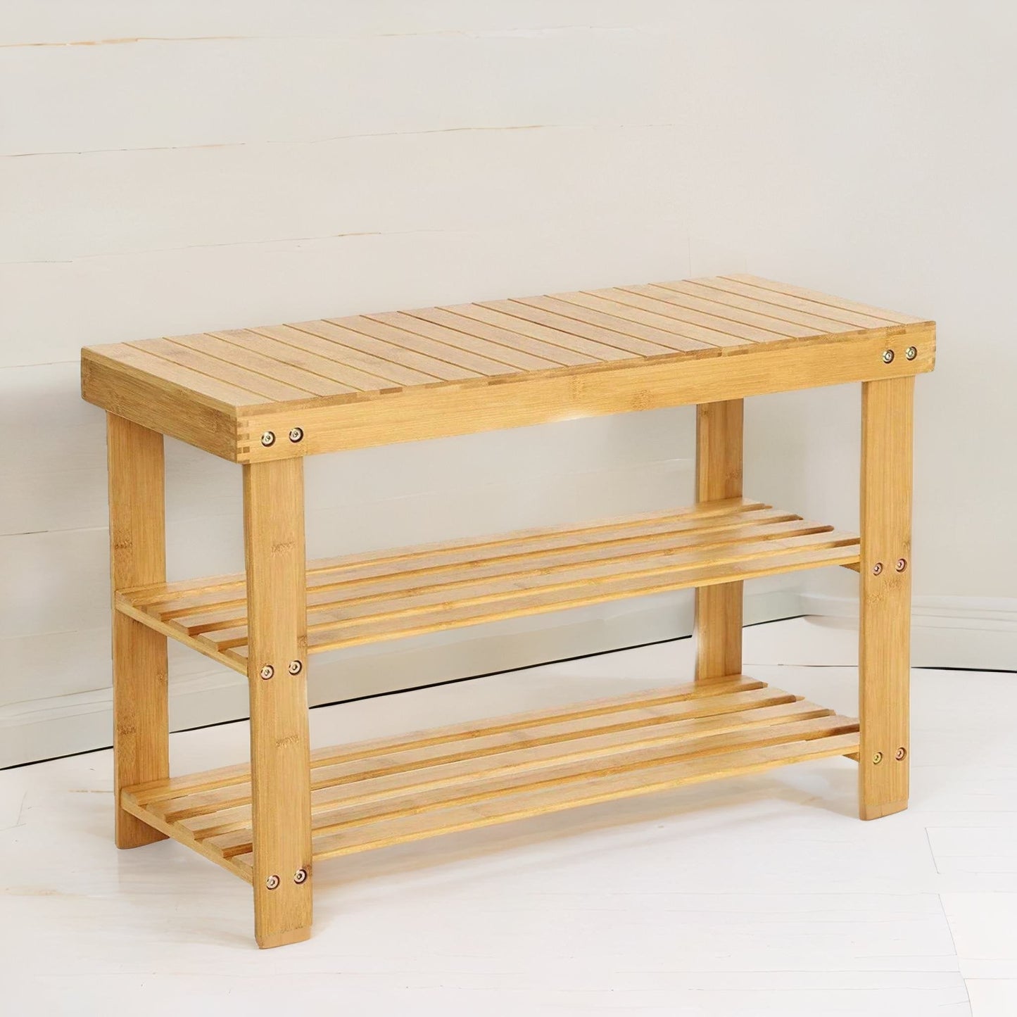 Wooden 2 Tier Shoe Storage Bench