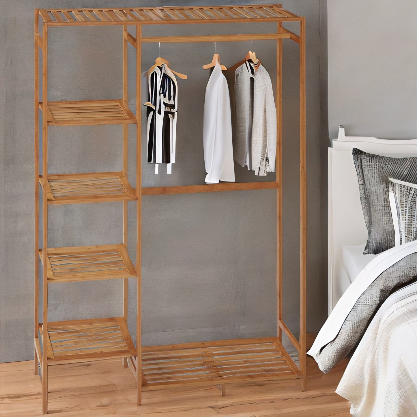 Wooden 6 Tier Open Wardrobe