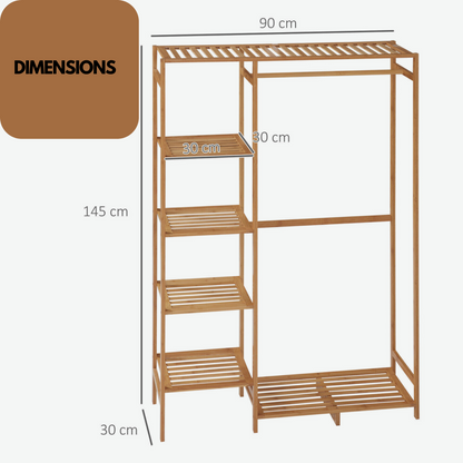 Wooden 6 Tier Open Wardrobe