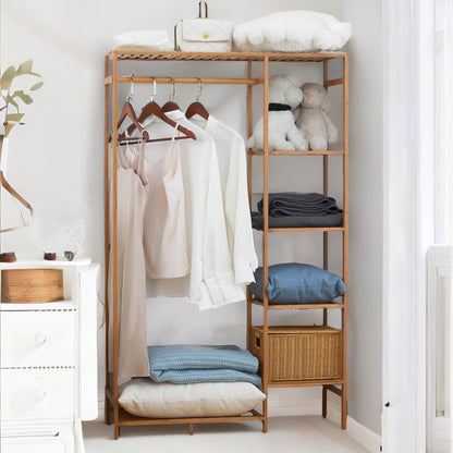 Wooden 6 Tier Open Wardrobe