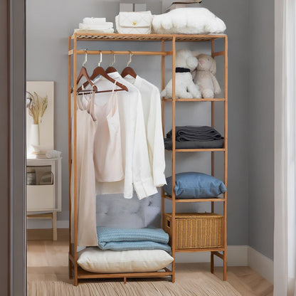 Wooden 6 Tier Open Wardrobe
