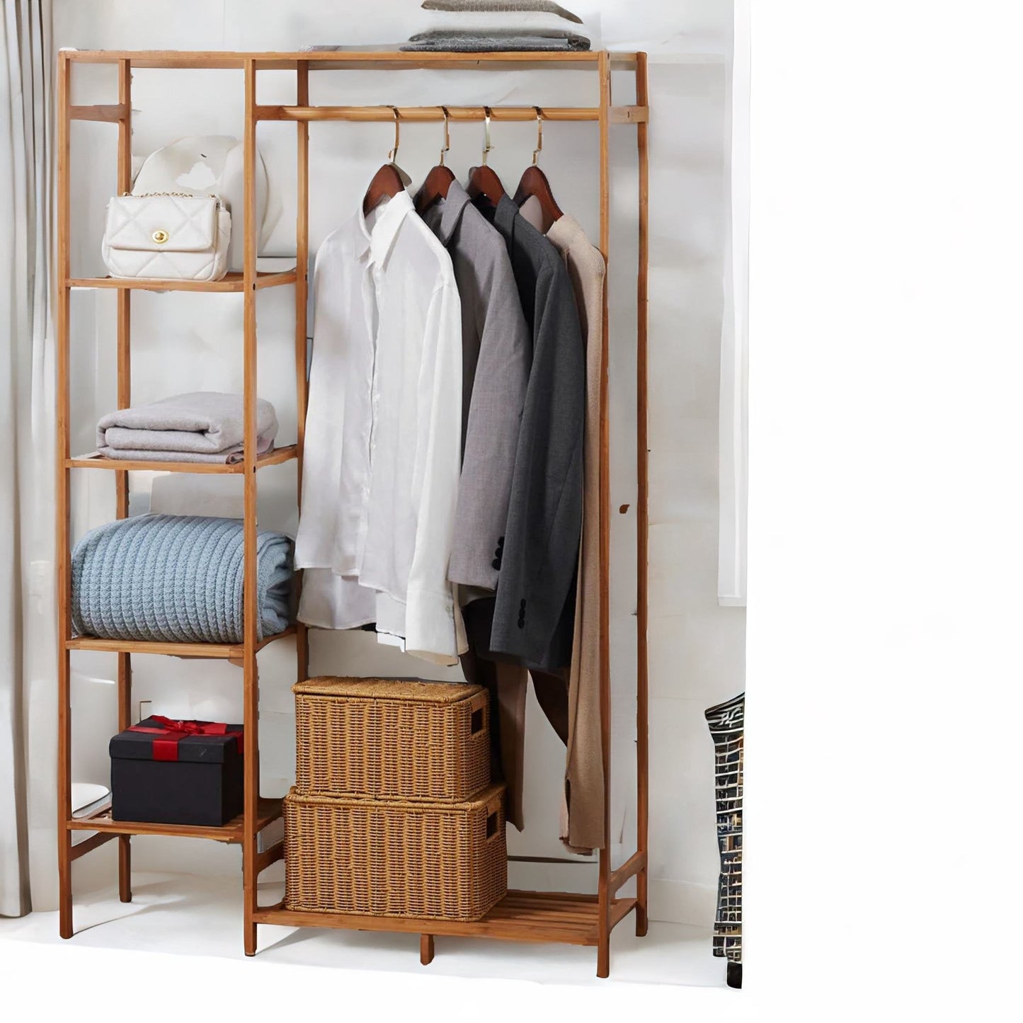 Wooden 6 Tier Open Wardrobe