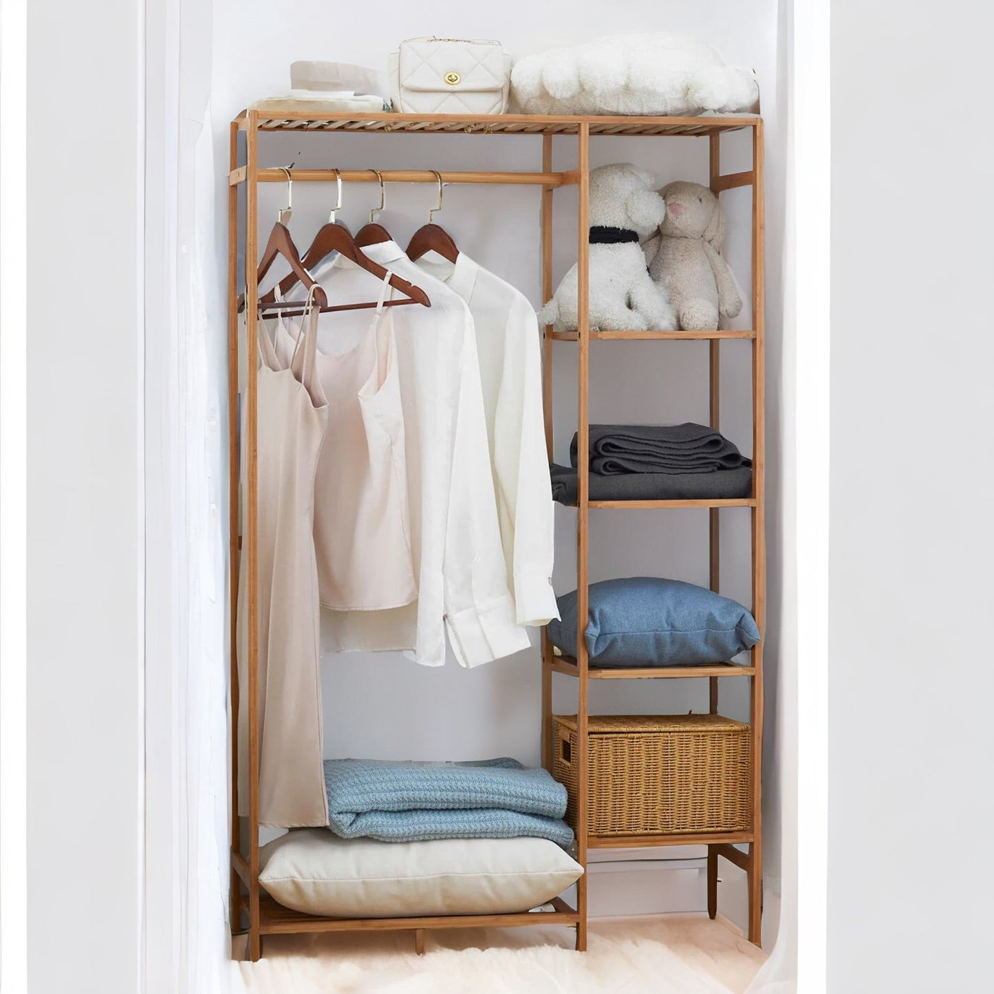 Wooden 6 Tier Open Wardrobe