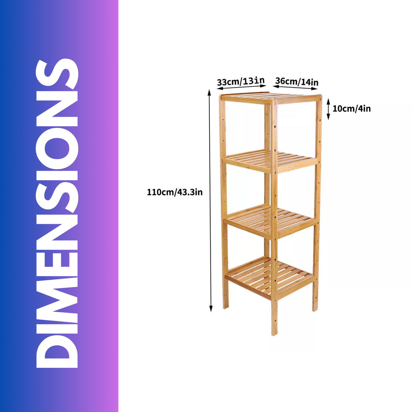 4 Tier Adjustable Wooden Standing Shelving Rack Unit Natural Brown