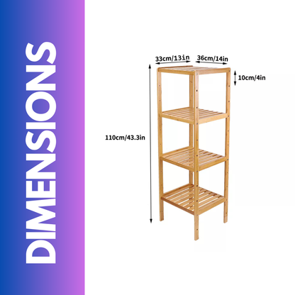 4 Tier Adjustable Wooden Standing Shelving Rack Unit Natural Brown