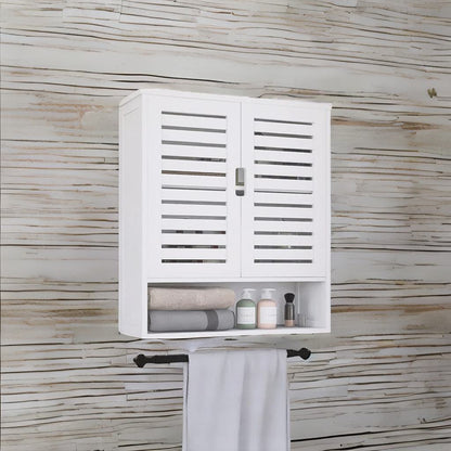 Wooden Bathroom Wall Storage Cabinet Organiser White