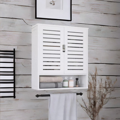 Wooden Bathroom Wall Storage Cabinet Organiser White