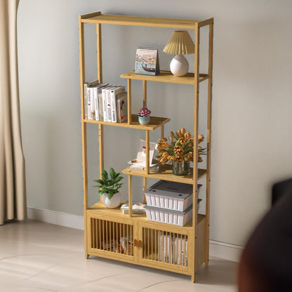 Wooden Bookcase Storage Cabinet Open Shelving Unit Brown