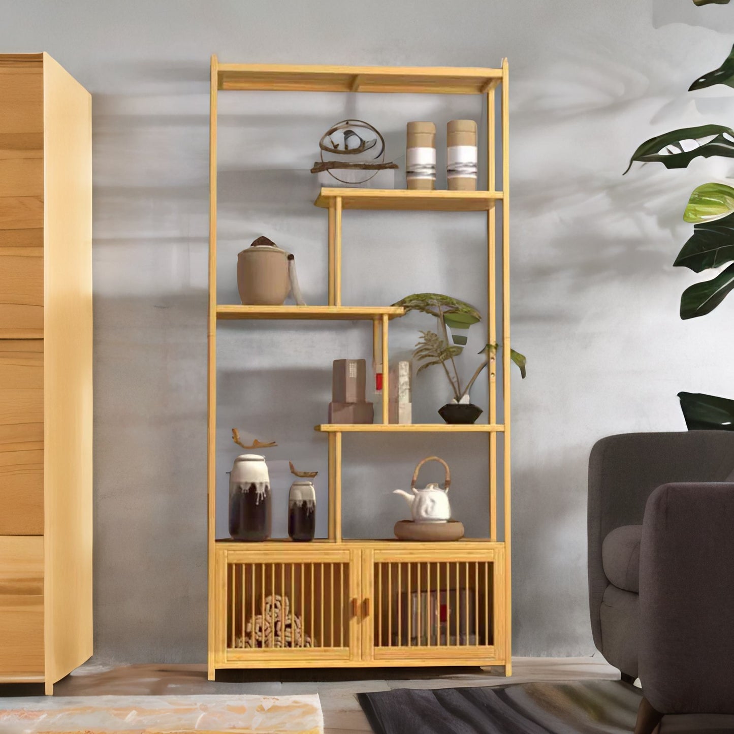 Wooden Bookcase Storage Cabinet Open Shelving Unit Brown