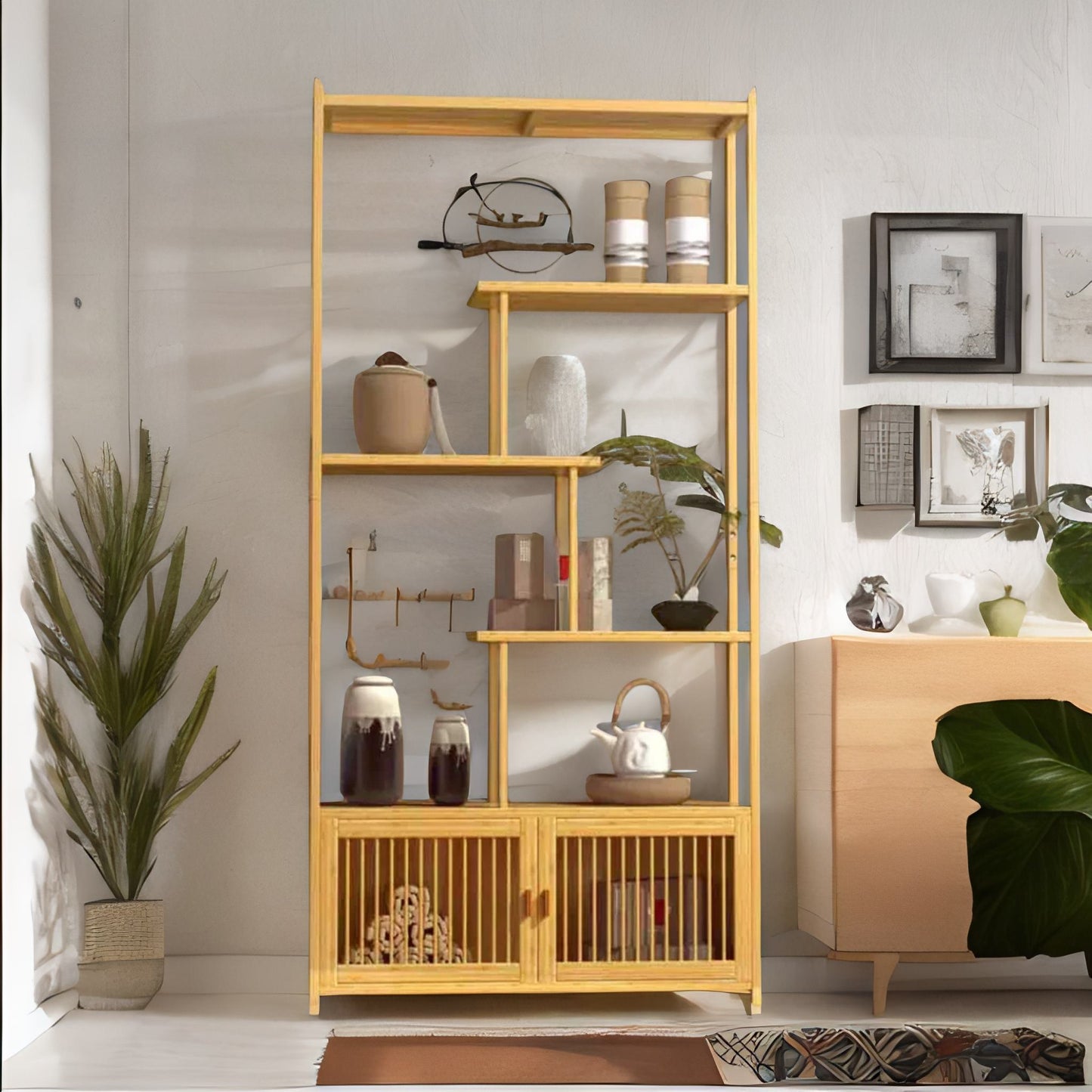 Wooden Bookcase Storage Cabinet Open Shelving Unit Brown