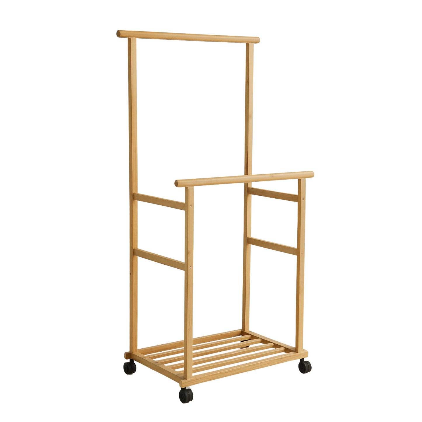 Portable Wooden Clothes Rack Open Wardrobe with Shoe Storage