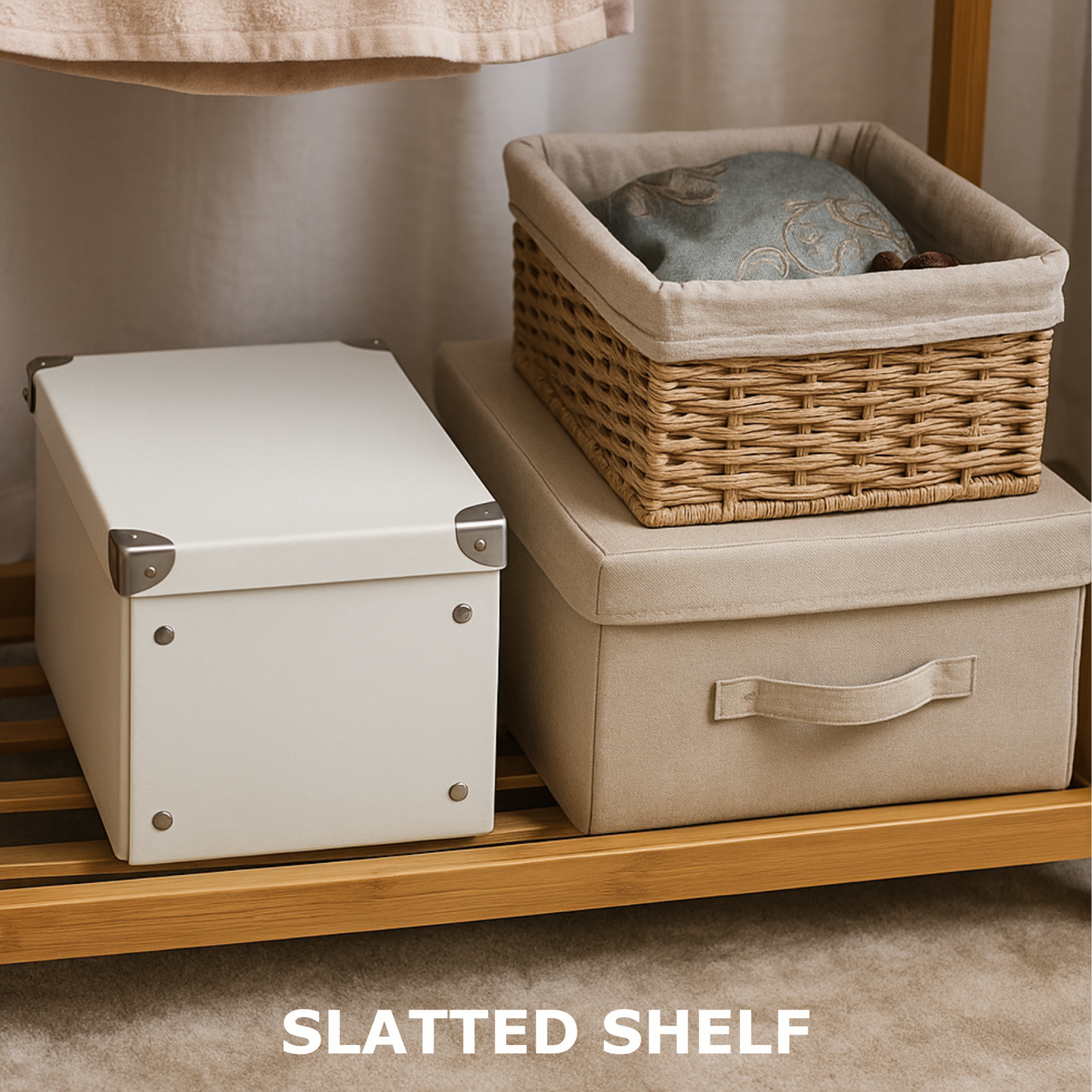 Portable Wooden Clothes Rack Open Wardrobe with Shoe Storage