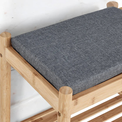 Wooden Shoe Storage Bench With 2 Cushioned Seat