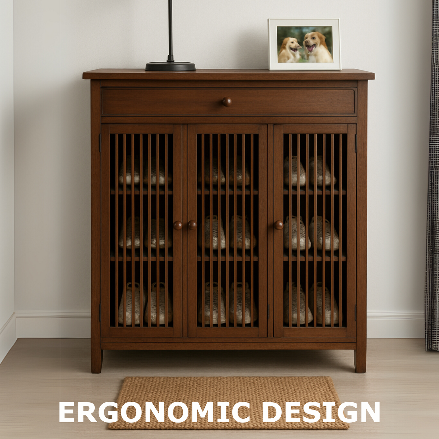 Large 4 Tier Wooden Shoe Storage Cabinet Organiser Brown