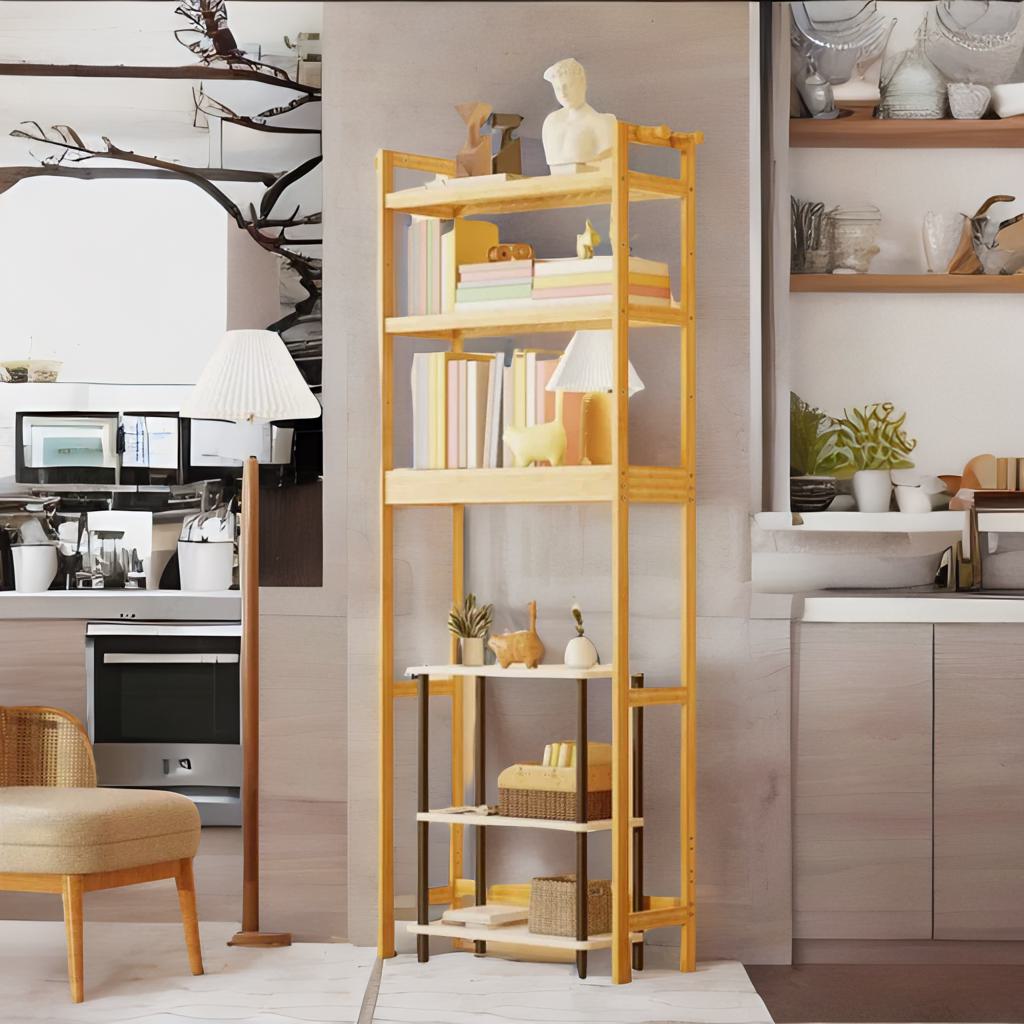 3 Tier Wooden Over Toilet Storage Unit Natural Brown