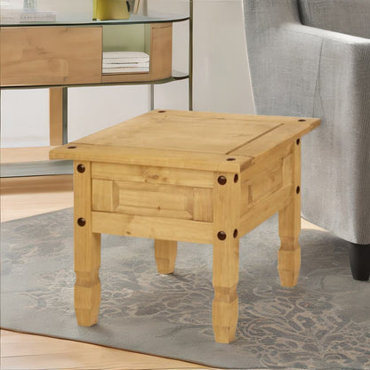 Solid Pine Wood Side End Accent Table Natural Brown