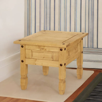 Solid Pine Wood Side End Accent Table Natural Brown
