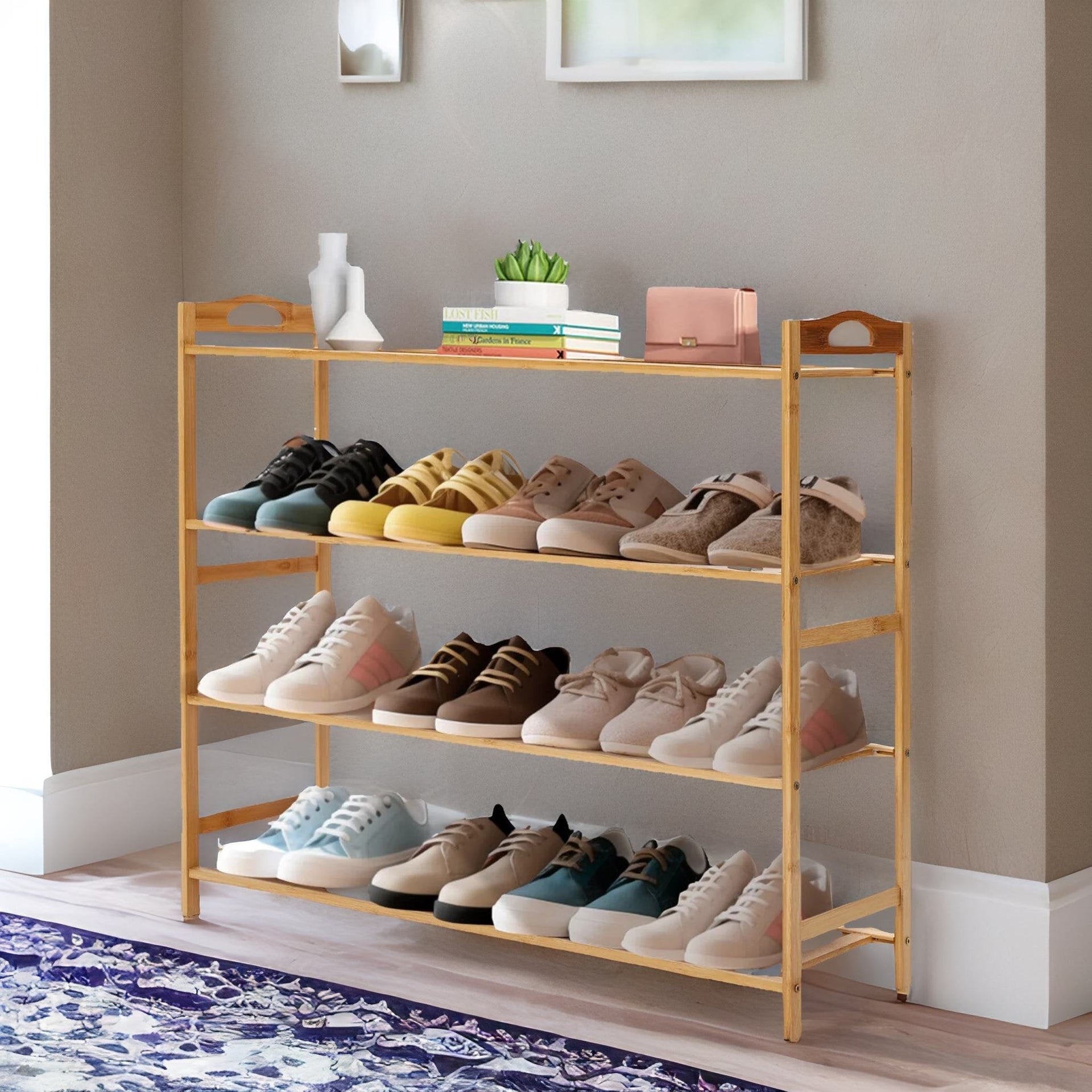 4 Tier Wooden Shoe Rack