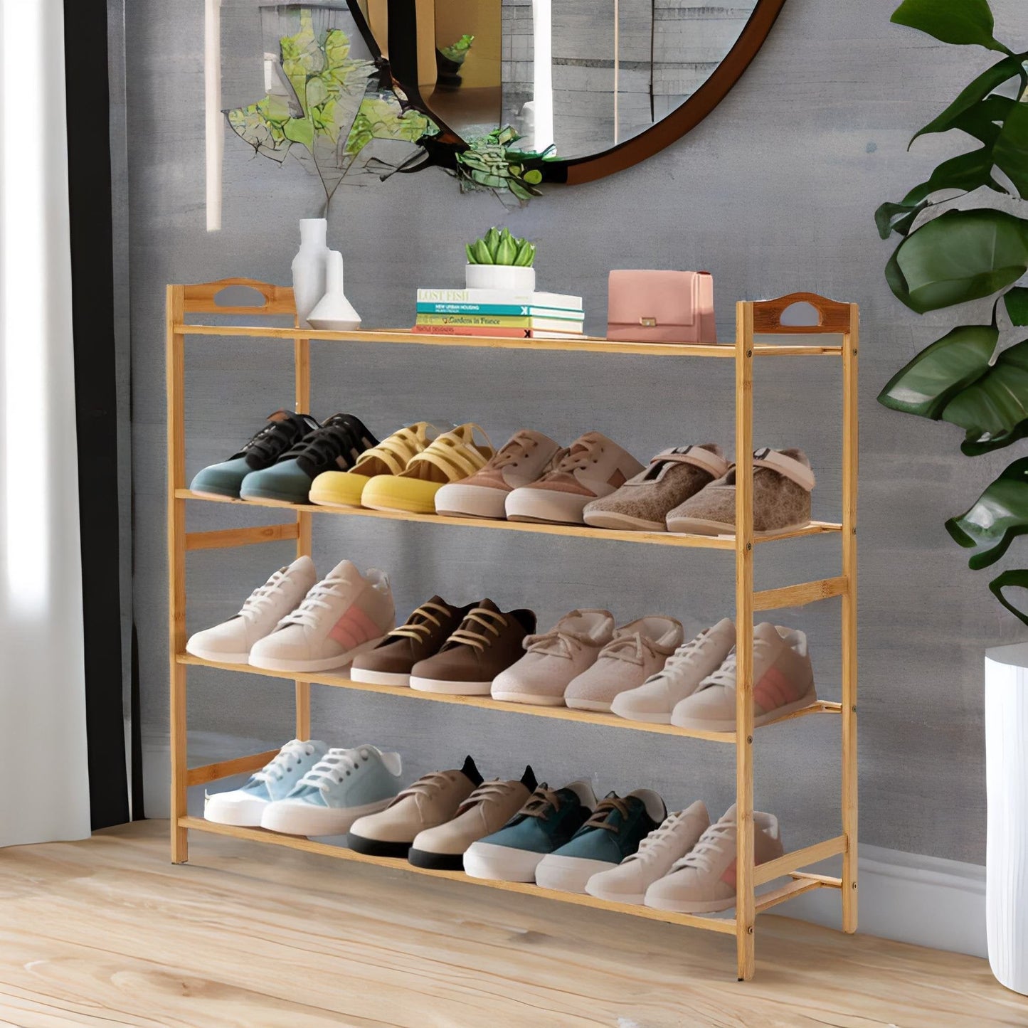 4 Tier Wooden Shoe Rack
