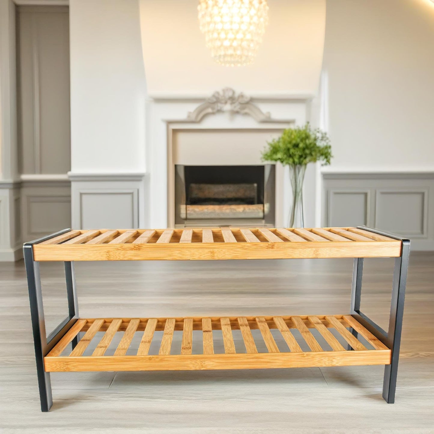 2-Tier Wooden Shoe Rack