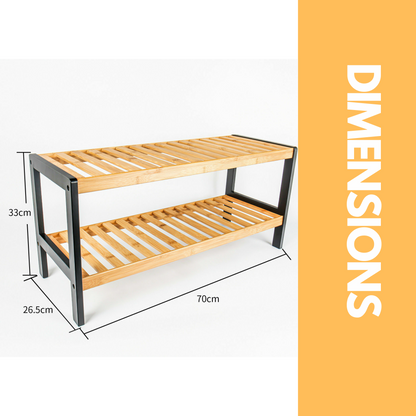 2-Tier Wooden Shoe Rack