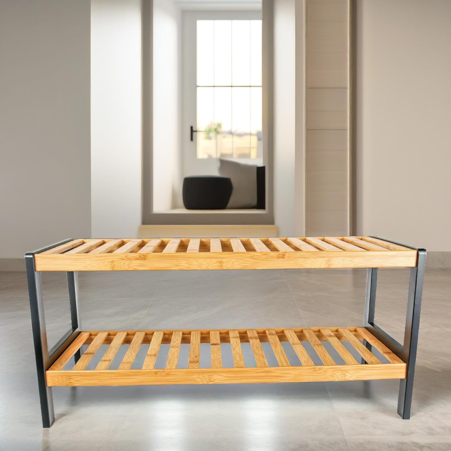 2-Tier Wooden Shoe Rack