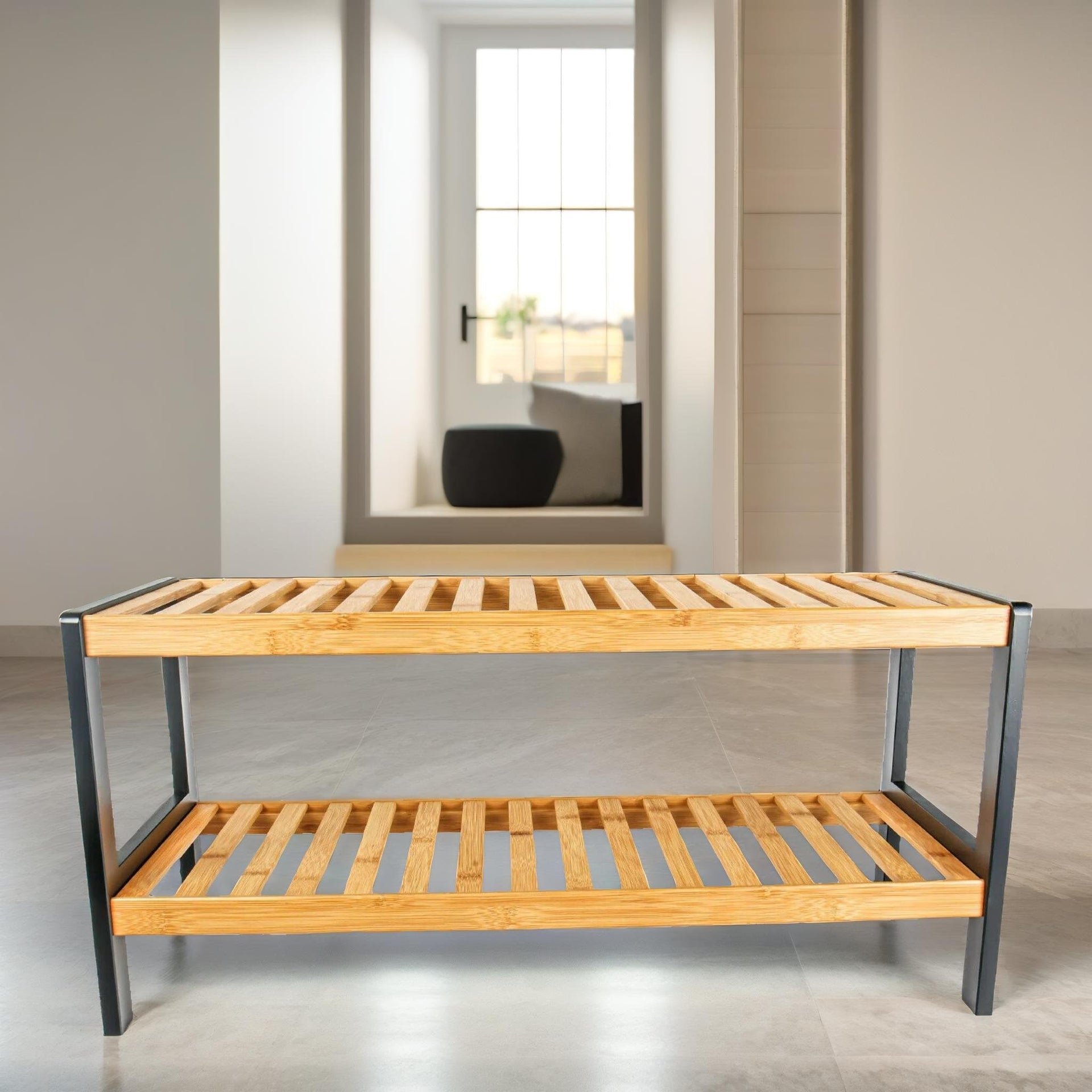 2-Tier Wooden Shoe Rack