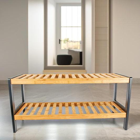 2-Tier Wooden Shoe Rack